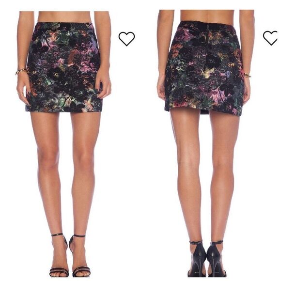 Alice + Olivia Riley jacquard Floral High Waist Rainbow Flower Mini Skirt Sz 0 - Picture 2 of 9
